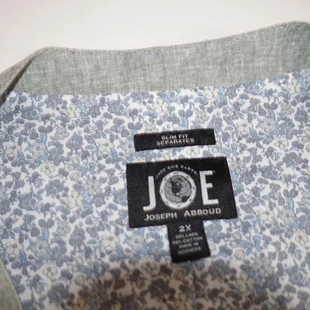 Joseph Abboud Men's Suit Vest Size 2X NWT Light Gray Linen Cotton Button Front